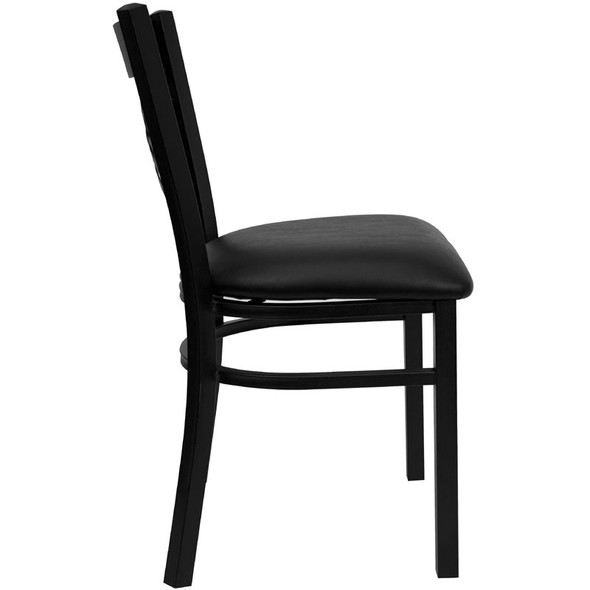 Flash Furniture X-Back Metal Restaurant Chair with Black Vinyl Seat - XU-6FOBXBK-BLKV-GG