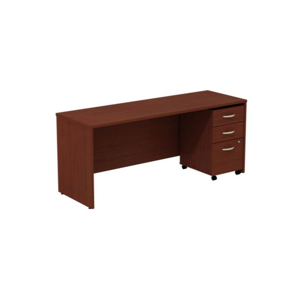 Bush Business Furniture Series C Package Desk with Mobile File Cabinet in Mahogany 72"W x 24"D - SRC026MASU