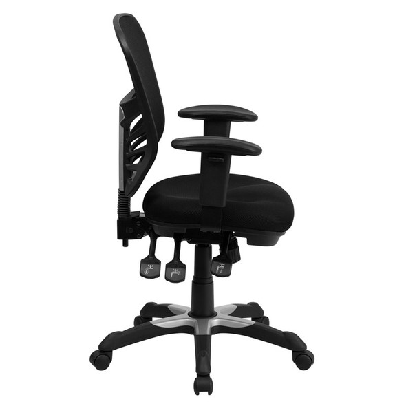 Flash Furniture Mid-Back Multi-Function Control Black Mesh Chair - HL-0001-GG