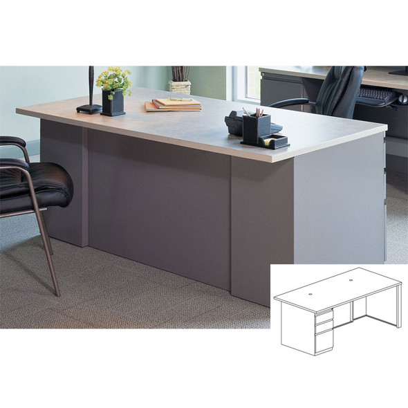 Mayline CSII Rectangular Desk with Box/Box/File Pedestal 36D x 60W - C1651