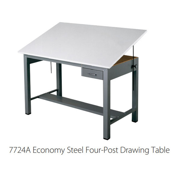 Mayline Ranger Steel Four-Post Economy Drafting Table with Tool Drawer 72 x 37 1/2 - 7737A