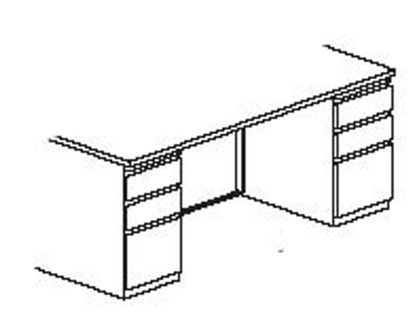 Mayline CSII Bow Front Desk with 2 Pedestals 66" (2 B/B/F) - C1962
