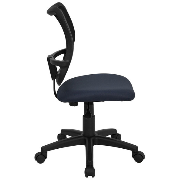 Flash Furniture Mid Back Mesh Task Chair with Navy Blue Fabric Seat and Arms - WL-A277-NVY-A-GG