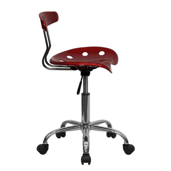 Flash Furniture Vibrant Wine Red and Chrome Computer Task Chair with Tractor Seat - LF-214-WINERED-GG