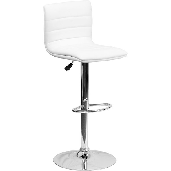 Flash Furniture Vinyl Adjustable Height Barstool White - CH-92023-1-WH-GG