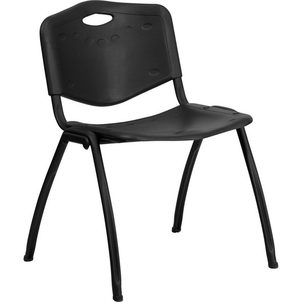 Flash Furniture HERCULES Polypropylene Stack Chair Black - RUT-D01-BK-GG