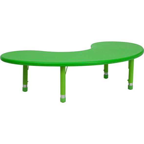 Flash Furniture Height Adjustable Half-Moon Green Plastic Activity Table - YU-YCX-004-2-MOON-TBL-GREEN-GG