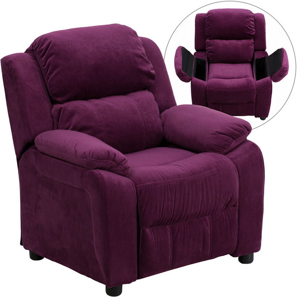 Flash Furniture Kid's Recliner with Storage Purple Microfiber - BT-7985-KID-MIC-PUR-GG