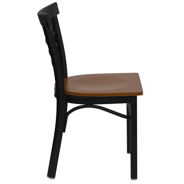 Flash Furniture Ladder Back Metal Restaurant Chair with Cherry Wood Seat - XU-DG6Q6B1LAD-CHYW-GG