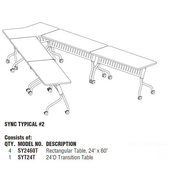 Mayline Sync Laminate Training Table Package 2 - SYNC2