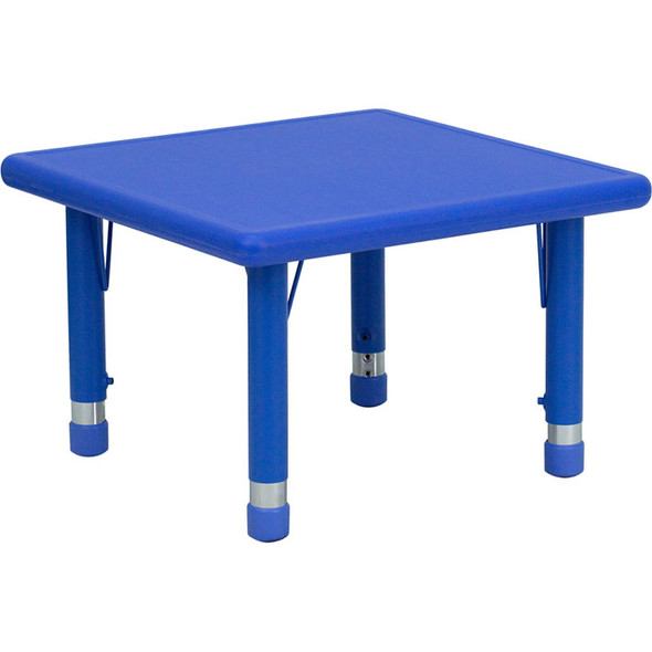 Flash Furniture 24'' Square Height Adjustable Blue Plastic Activity Table - YU-YCX-002-2-SQR-TBL-BLUE-GG