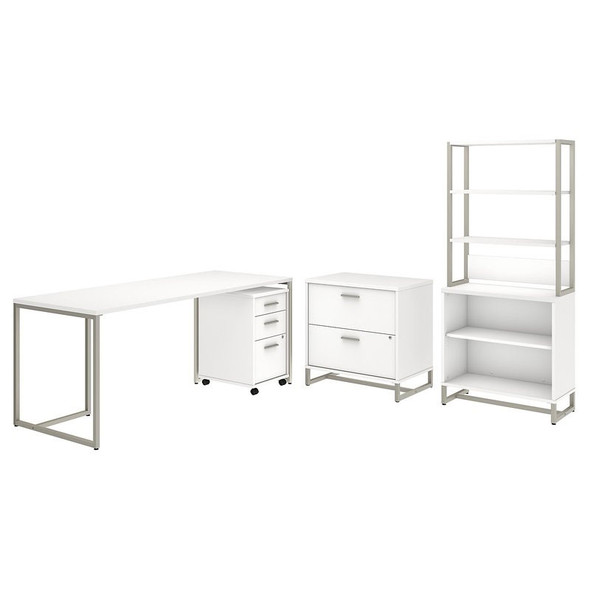 Kathy Ireland by Bush Method Collection 72W Desk with Bookcase and File Storage White - MTH028WHSU