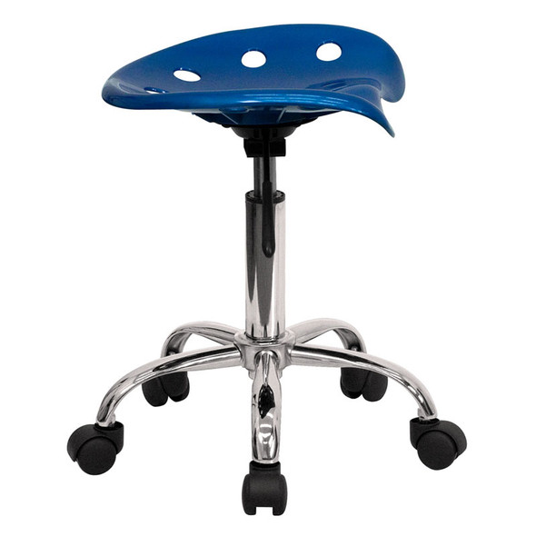 Flash Furniture Vibrant Bright Blue Tractor Seat and Chrome Stool   -  LF-214A-BRIGHTBLUE-GG