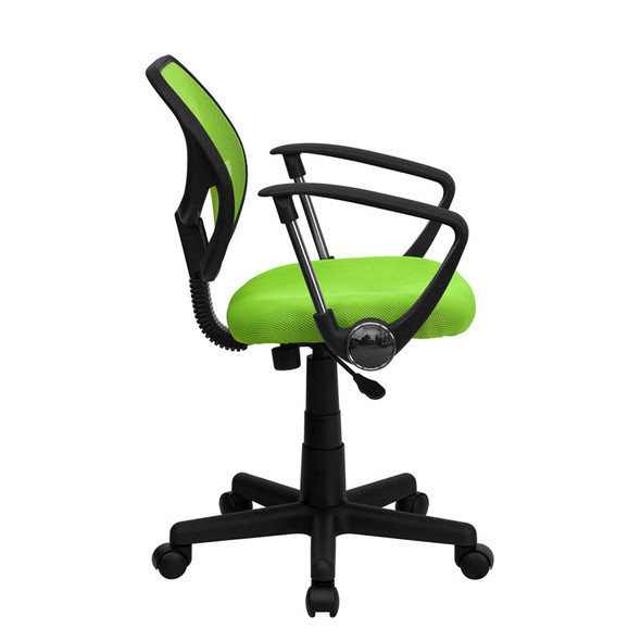 Flash Furniture Mid-Back Green Mesh Task Chair and Computer Chair with Arms - WA-3074-GN-A-GG