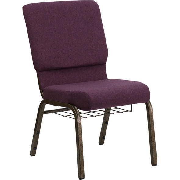 Flash Furniture Hercules Series 18.5 Plum Fabric Chair with Book Basket - FD-CH02185-GV-005-BAS-GG