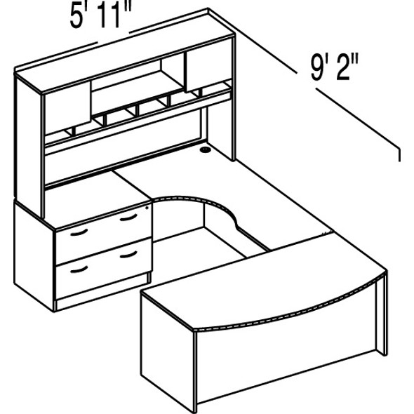 Bush Business Furniture Series C Package Executive U-Shaped Bowfront Desk Hansen Cherry Left - HCPackageB