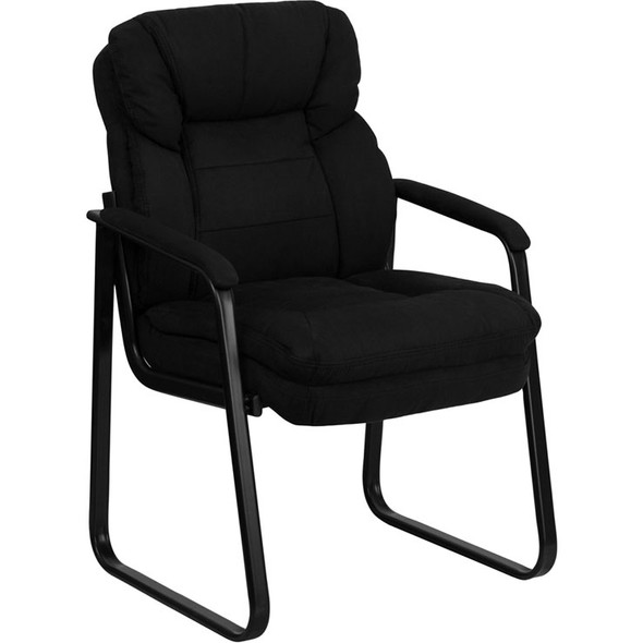 Flash Furniture Black Microfiber Executive Side Chair with Sled Base - GO-1156-BK-GG