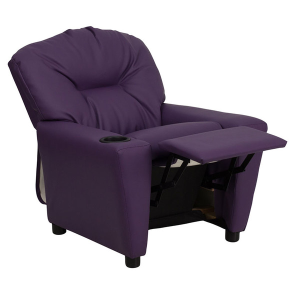 Flash Furniture Contemporary Kid's Recliner with Cup Holder Purple Vinyl - BT-7950-KID-PUR-GG