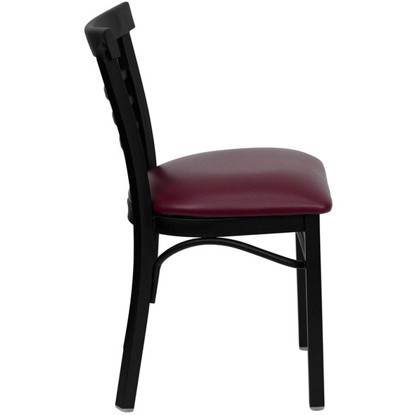 Flash Furniture Ladder Back Metal Restaurant Chair with Burgundy Vinyl Seat - XU-DG6Q6B1LAD-BURV-GG
