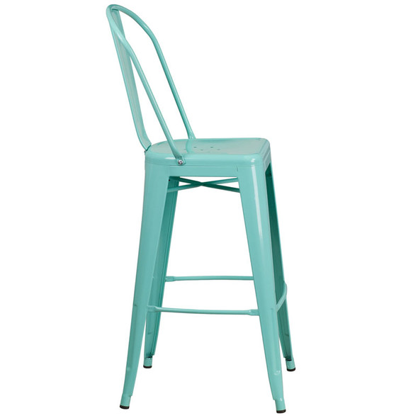 Flash Furniture Mint Green Metal Indoor-Outdoor Bar Height Chair 30"H - ET-3534-30-MINT-GG