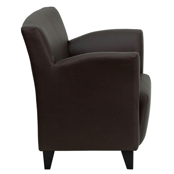 Flash Furniture Roman Series Brown Leather Reception Chair - ZB-ROMAN-BROWN-GG