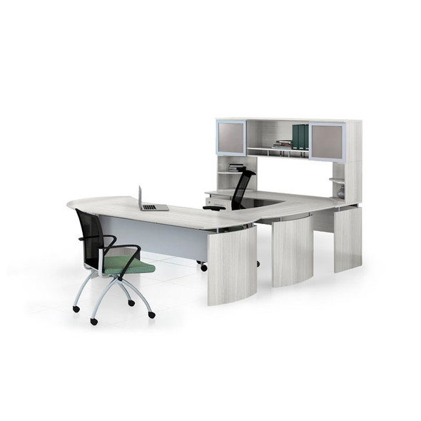 Mayline Medina Laminate Executive 72" Desk U-Shaped Package Left Textured Sea Salt - MNT32-TSS