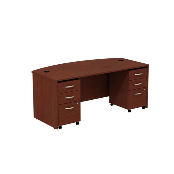 Bush Business Furniture Series C Package Bowfront Desk with 3-Drawer Mobile Pedestals Mahogany - SRC013MASU
