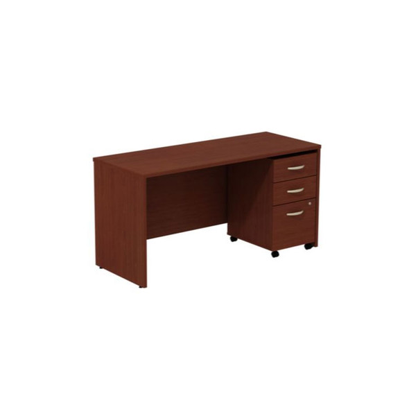 Bush Business Furniture Series C Package Desk with Mobile File Cabinet in Mahogany 60"W x 24"D - SRC025MASU