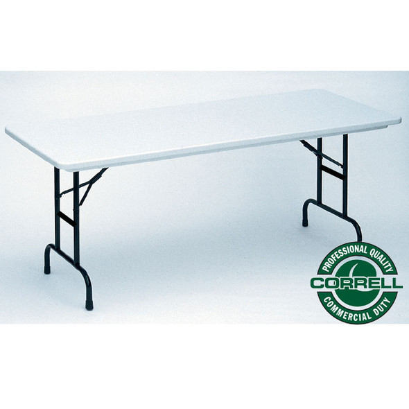 Correll R-Series Heavy Duty Blow-Molded Plastic Folding Table Adjustable Height 30 x 96  - RA3096