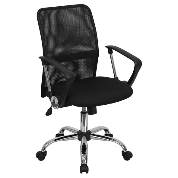 Flash Furniture Mid-Back Black Mesh Computer Chair with Chrome Finished Base - GO-6057-GG