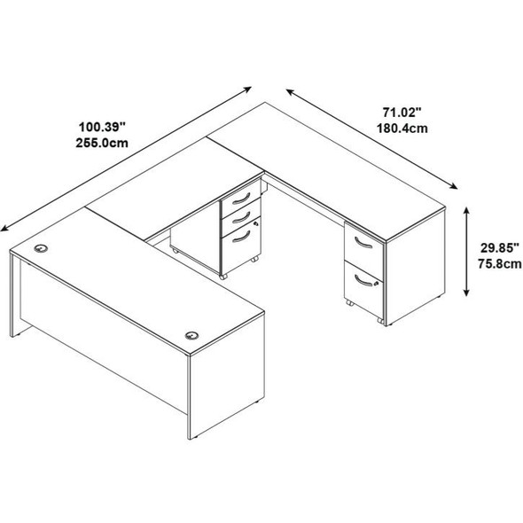 Bush Business Furniture Series C Package Executive U-Shaped Desk w Mobile Pedestals Mocha Cherry - SRC047MRSU