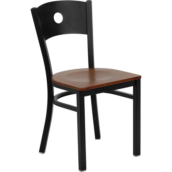 Flash Furniture Circle Back Metal Restaurant Chair with Cherry Wood Seat - XU-DG-60119-CIR-CHYW-GG