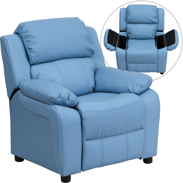 Flash Furniture Kid's Recliner with Storage Light Blue Vinyl - BT-7985-KID-LTBLUE-GG