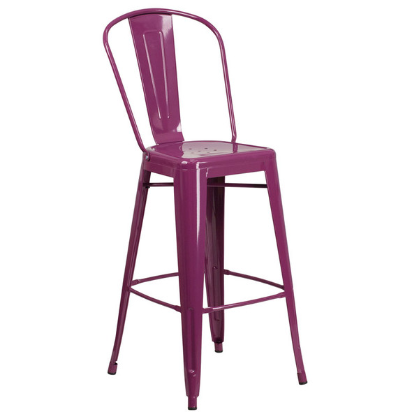 Flash Furniture Purple Metal Indoor-Outdoor Bar Height Chair 30"H - ET-3534-30-PUR-GG