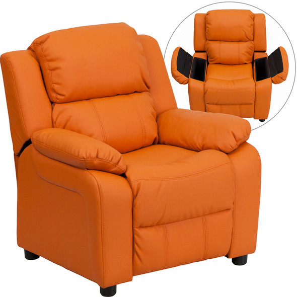 Flash Furniture Kid's Recliner with Storage Orange Vinyl - BT-7985-KID-ORANGE-GG