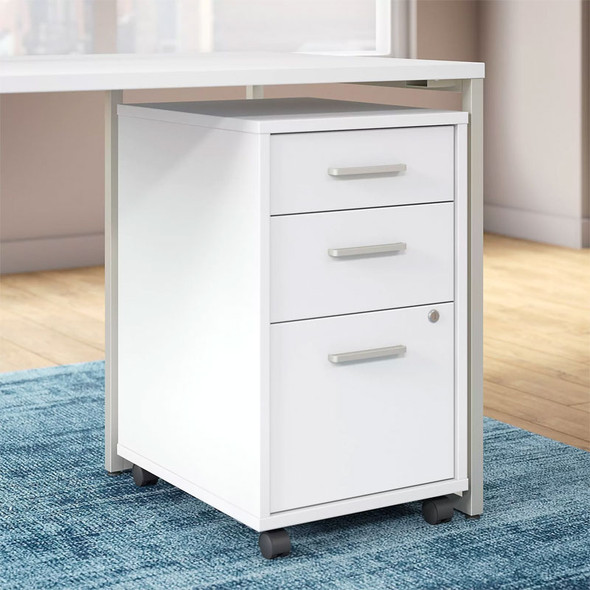 Kathy Ireland by Bush Method Collection 3-Drawer Mobile Pedestal ASSEMBLED White - KI70203SU