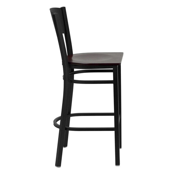 Flash Furniture Circle Back Metal Restaurant Barstool with Mahogany Wood Seat - XU-DG-60120-CIR-BAR-MAHW-GG