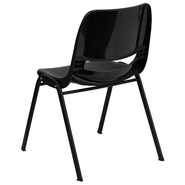 Flash Furniture HERCULES Ergonomic Shell Stack Chair Black - RUT-EO1-BK-GG