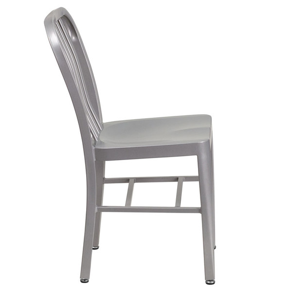 Flash Furniture Silver Metal Indoor-Outdoor Chair (2-Pack) - CH-61200-18-SIL-GG
