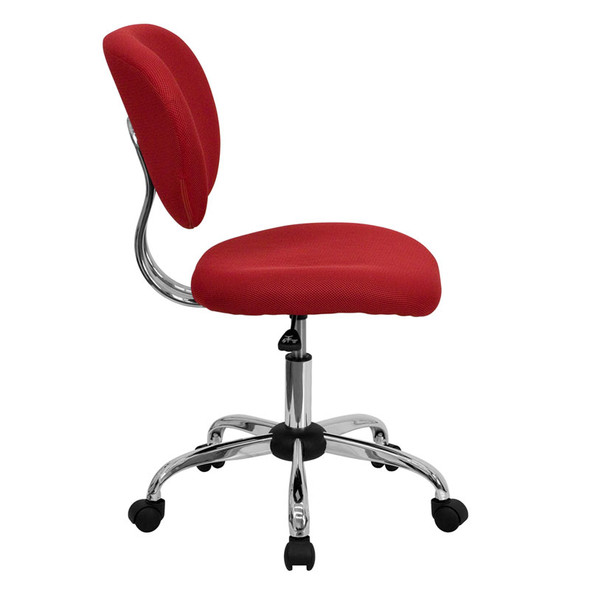 Flash Furniture Mid-Back Red Mesh Task Chair with Chrome Base - H-2376-F-RED-GG