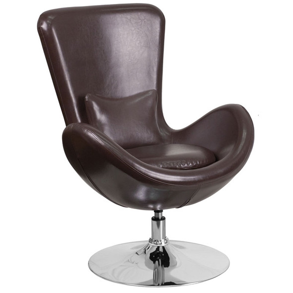 Flash Furniture Egg Series Reception Lounge Side Chair LeatherSoft Brown - CH-162430-BN-LEA-GG