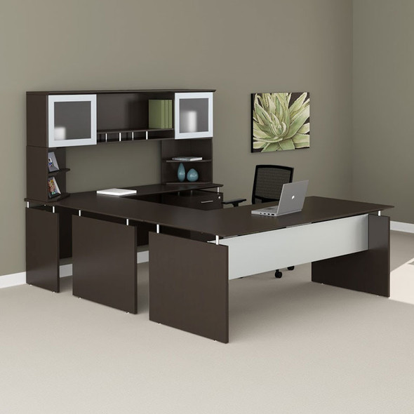 Mayline Medina Laminate Executive 72" Desk U-Shaped Package Mocha - MNT39-LDC