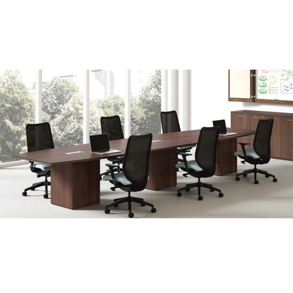 HON Preside Modular Laminate Conference Table Boat Shape with Cube Base 192" - HTLC48192-CUBE192