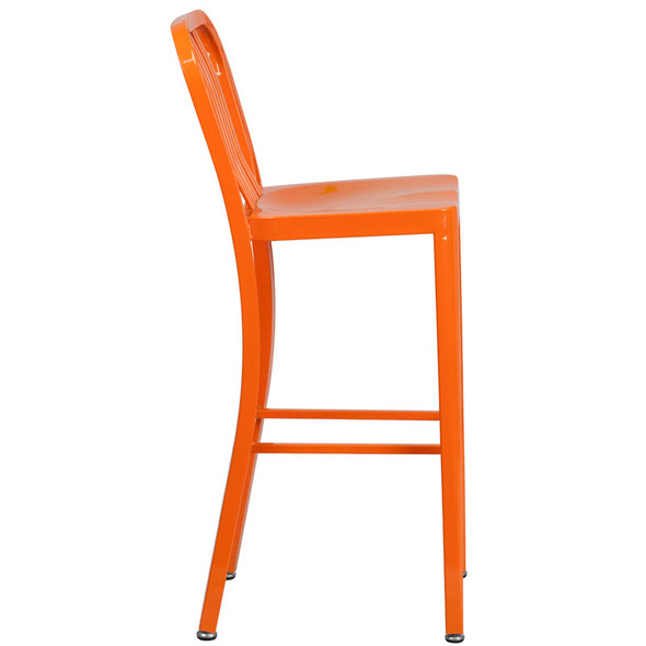 Flash Furniture Orange Metal Indoor-Outdoor Barstool 30"H (2-Pack) - CH-61200-30-OR-GG