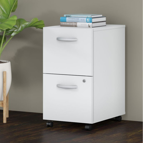 Bush Business Furniture Studio C Mobile File Pedestal 2-Drawer Assembled White - SCF116WHSU