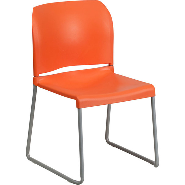 Flash Furniture Full Back Contoured Stack Chair with Sled Base Orange - RUT-238A-OR-GG