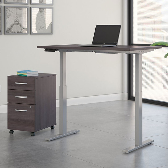 Bush Business Furniture Move 60 Series Height Adjustable Standing Desk w Storage Storm Gray w Gray Base 60 x 30 - M6S011SGSU