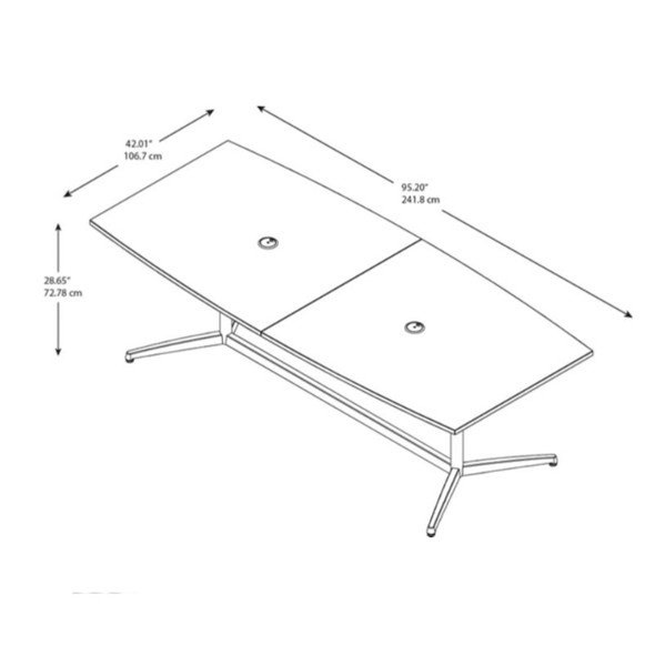 Bush Business Furniture Boat-Shaped Conference Table with Metal Base 96"L x 42"W Hansen Cherry - 99TBM96HCSVK