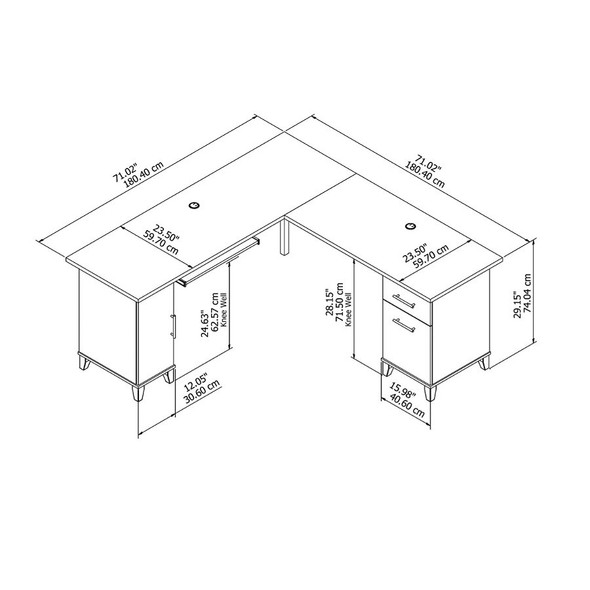 Bush Somerset Collection L-Shaped Desk 71" Ash Gray - WC81610K