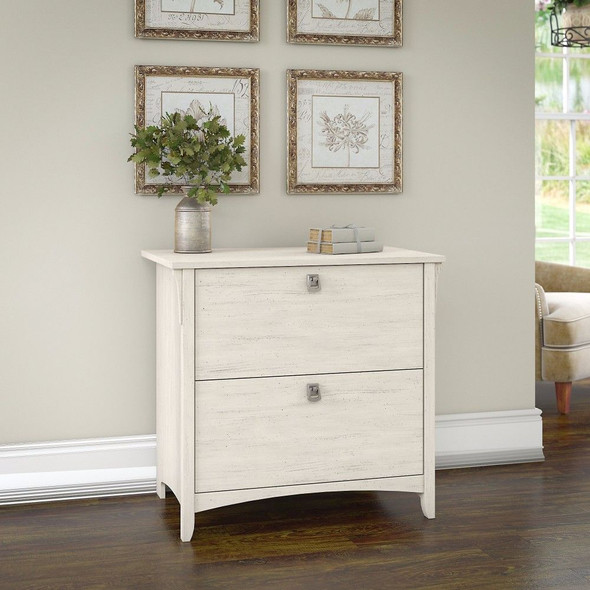 Bush Furniture Salinas Collection Lateral File Cabinet Antique White - SAF132AW-03